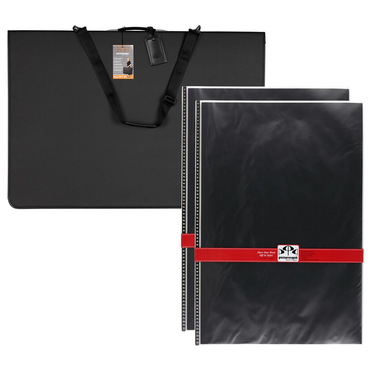 Picturesque Archival Art Portfolio Case - Practical & Attractive Artist Zippered Binder, 10 Large Top-Loading Polypropylene Pages, Fits Large Artwork, Print, or Poster